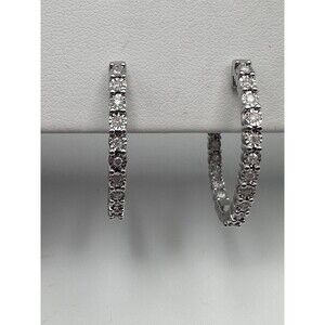 Unique Designs Signed 925 Sterling Silver Diamond Hoop Earrings – Jeweler-Tested